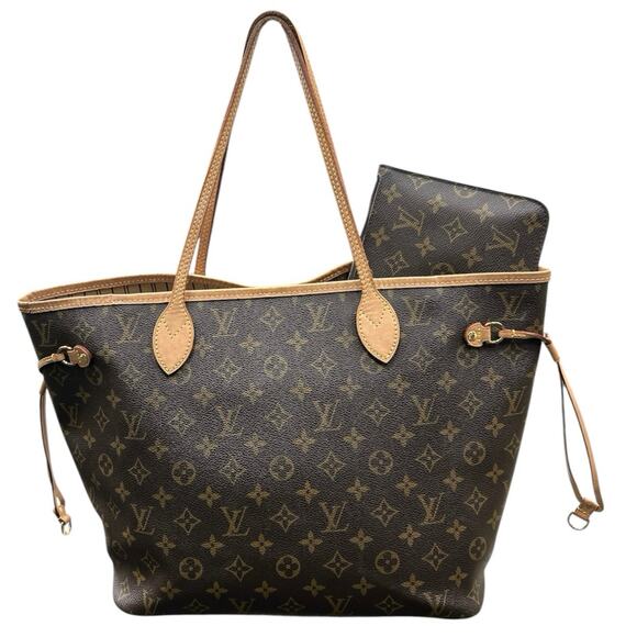 Louis Vuitton Neverfull MM Monogram with Pouchette in Rose Beige - Picture 1 of 8
